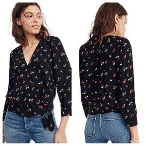 MADEWELL Wrap Top in Flower Toss - Size Small